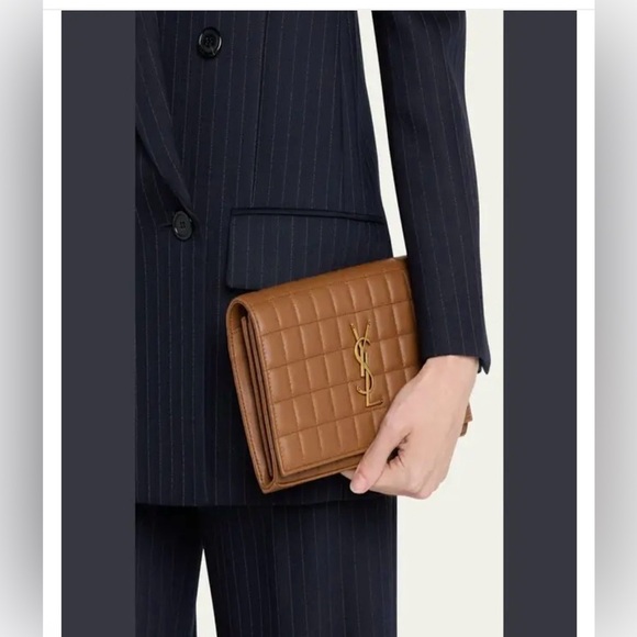 YSL Brown Quilted Wallet on chain - Picture 4 of 14